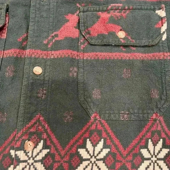 Host Pick❤️[XL]Vintage  Windriver Button Up Christmas Print Men LS Flannel Shirt - Picture 3 of 8